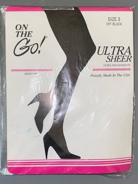 🆕 Vintage • On The Go!• Ultra Sheer • Off Black • Hosiery • Size 3